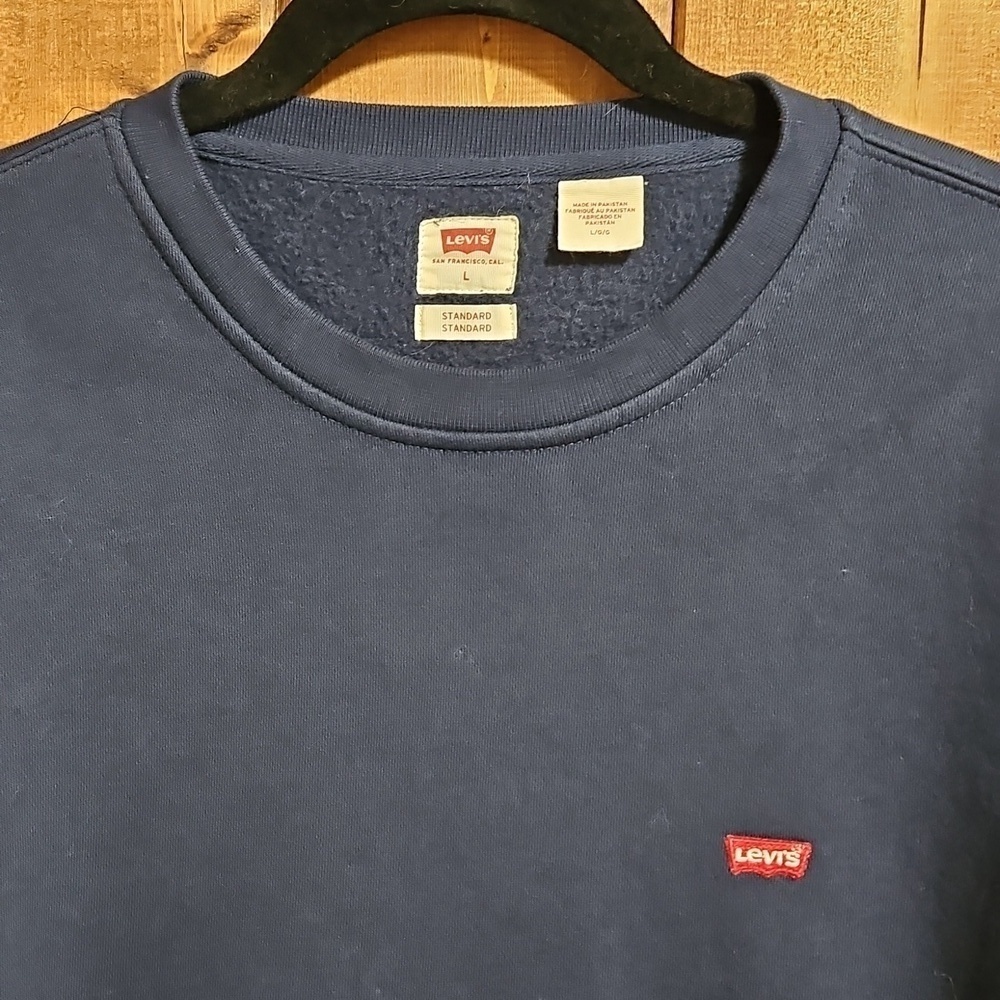 Levi's Unisex Blue Crewneck Cotton Blend Sweatshirt Size Large - Picture 3 of 14